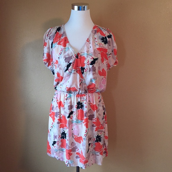 Parker Dresses & Skirts - Parker Floral Pink/Coral/Mauve Pastel Silk Dress M